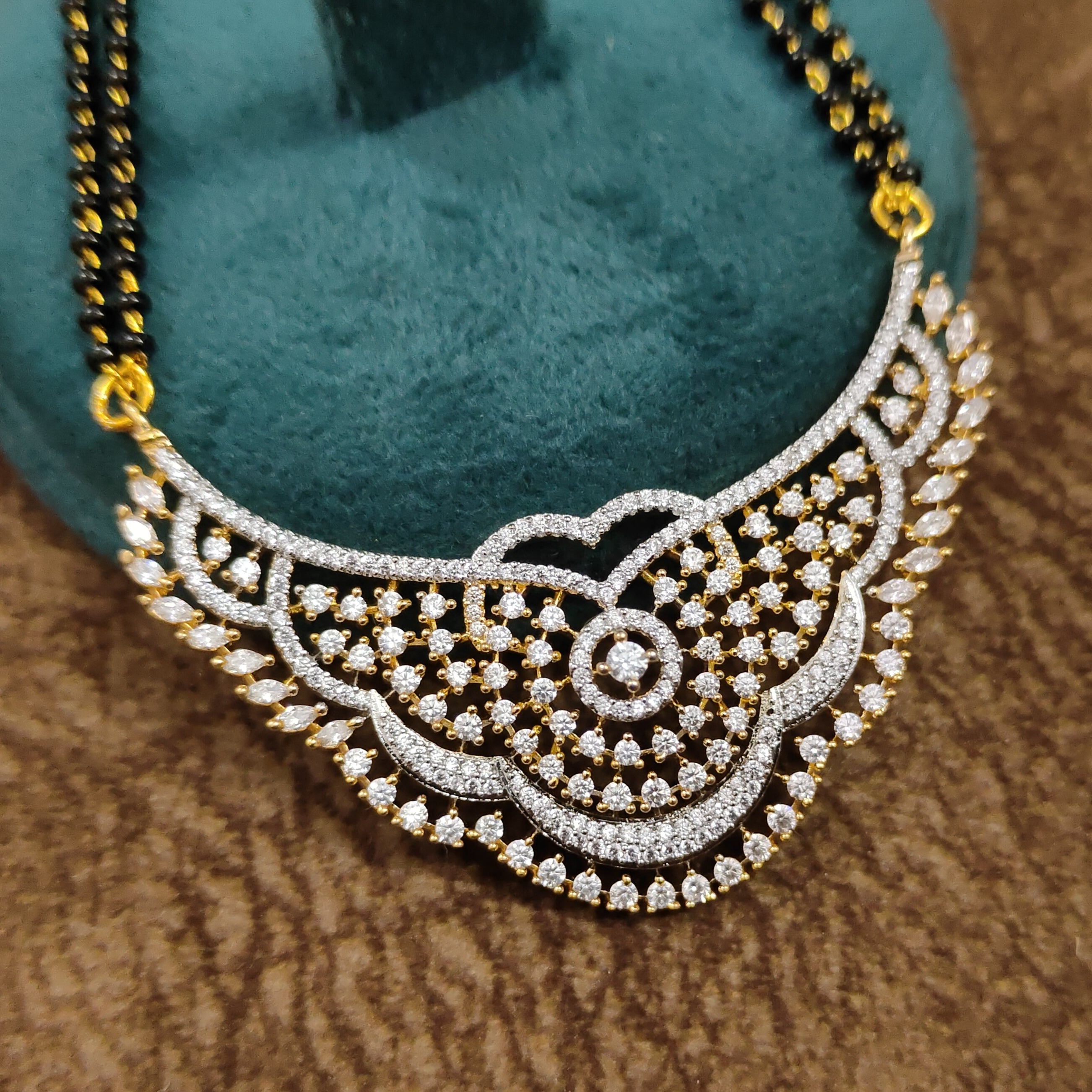 Diamond Look Mangalsutra – Chain Close-up – Sanvi Jewels
