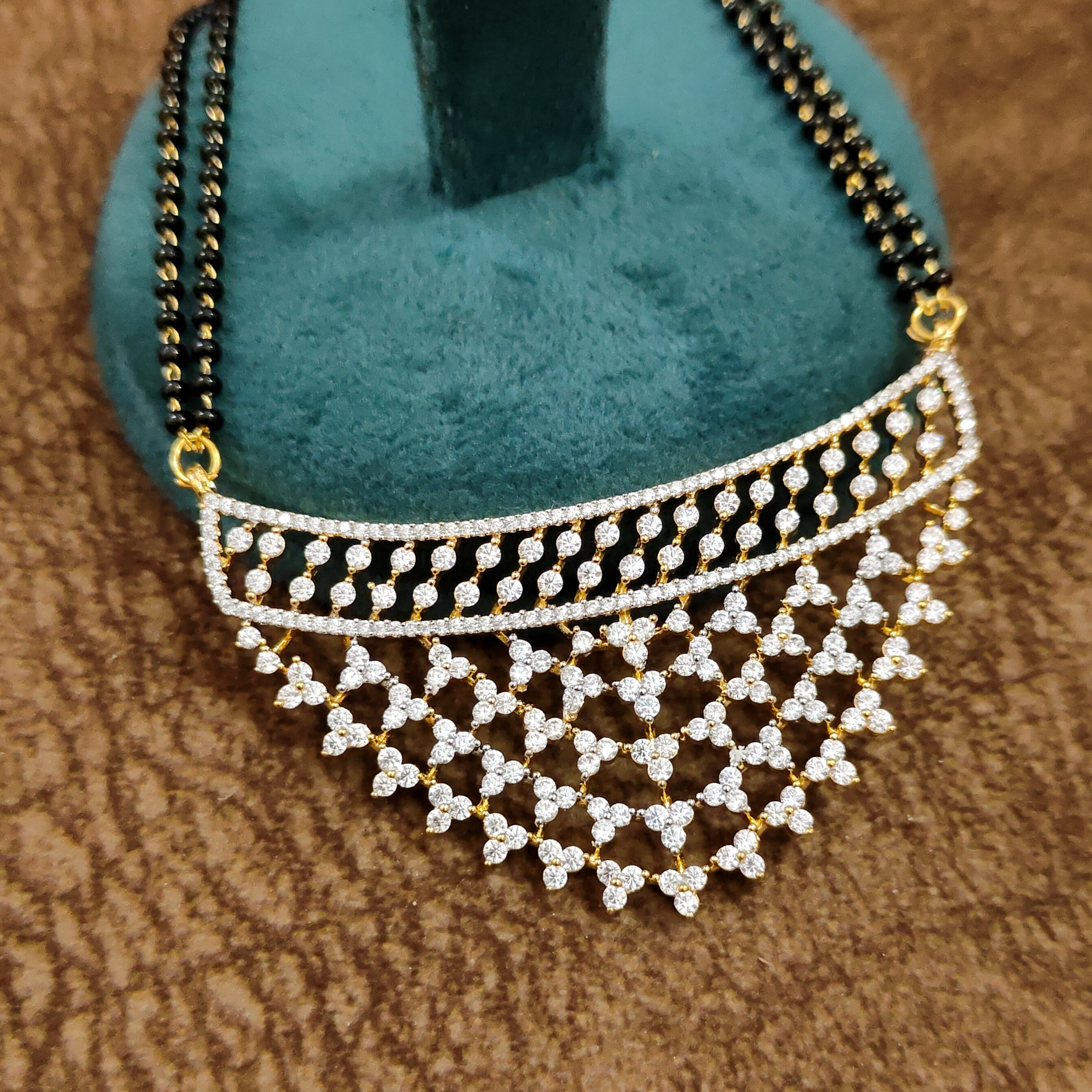 American Diamond Mangalsutra – Close-up View – Sanvi Jewels