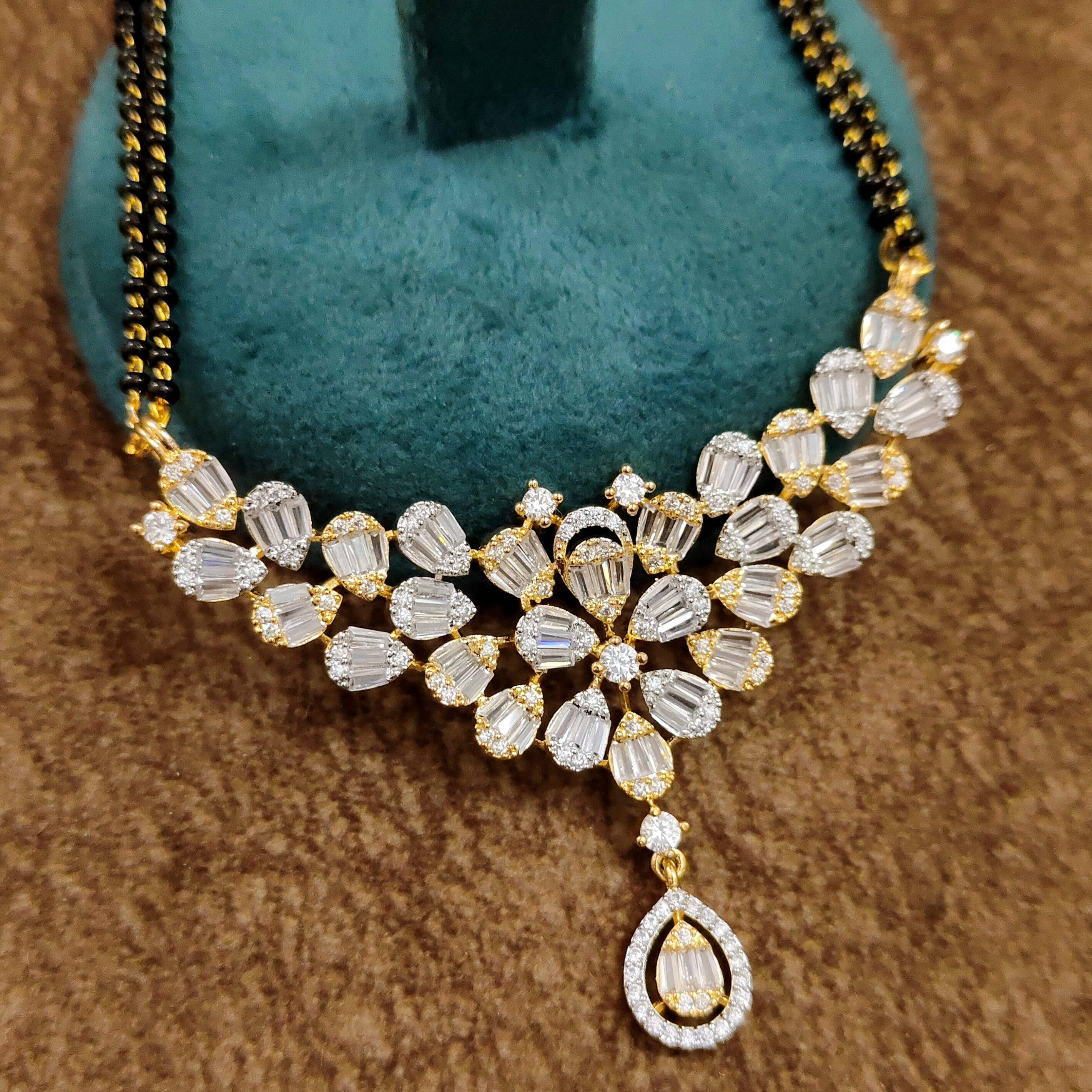 American Diamond Mangalsutra – Chain Close-up – Sanvi Jewels