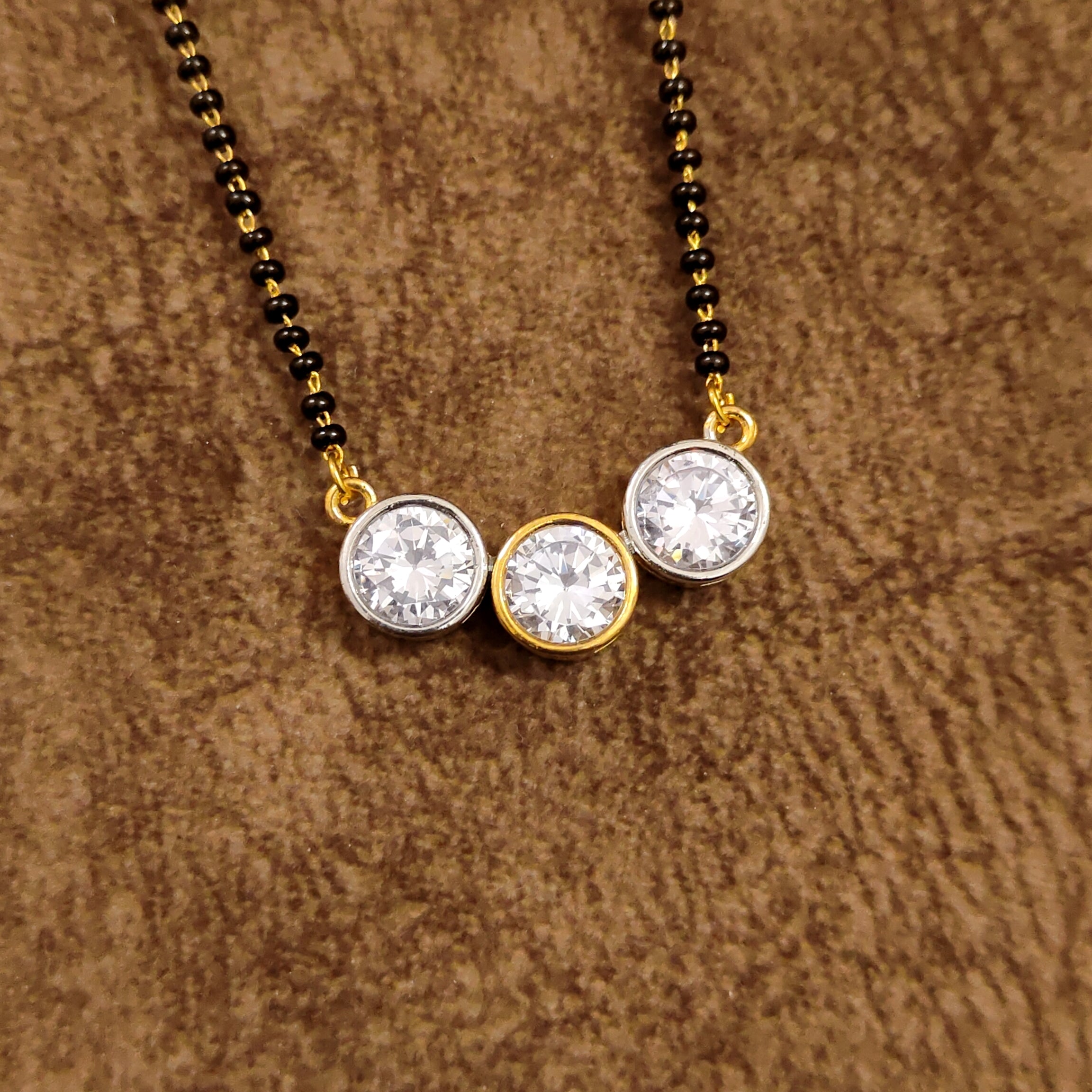 American Diamond Mangalsutra – Chain Close-up – Sanvi Jewels