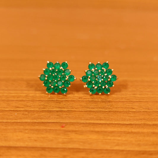 GREEN COLOUR CZ STUDDED GOLD PLATED STUDS