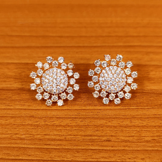 Celestial Bloom Diamond Stud Earrings – Luxury Floral Halo Statement Earrings for Women