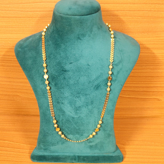 WOMEN'S LEAF PATTERN GOLD PLATED BALL CHAIN