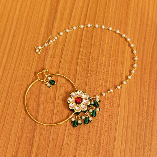 Multicolour Kundan Nose Ring