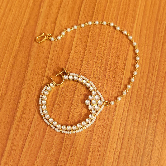 White Kundan Nose Ring