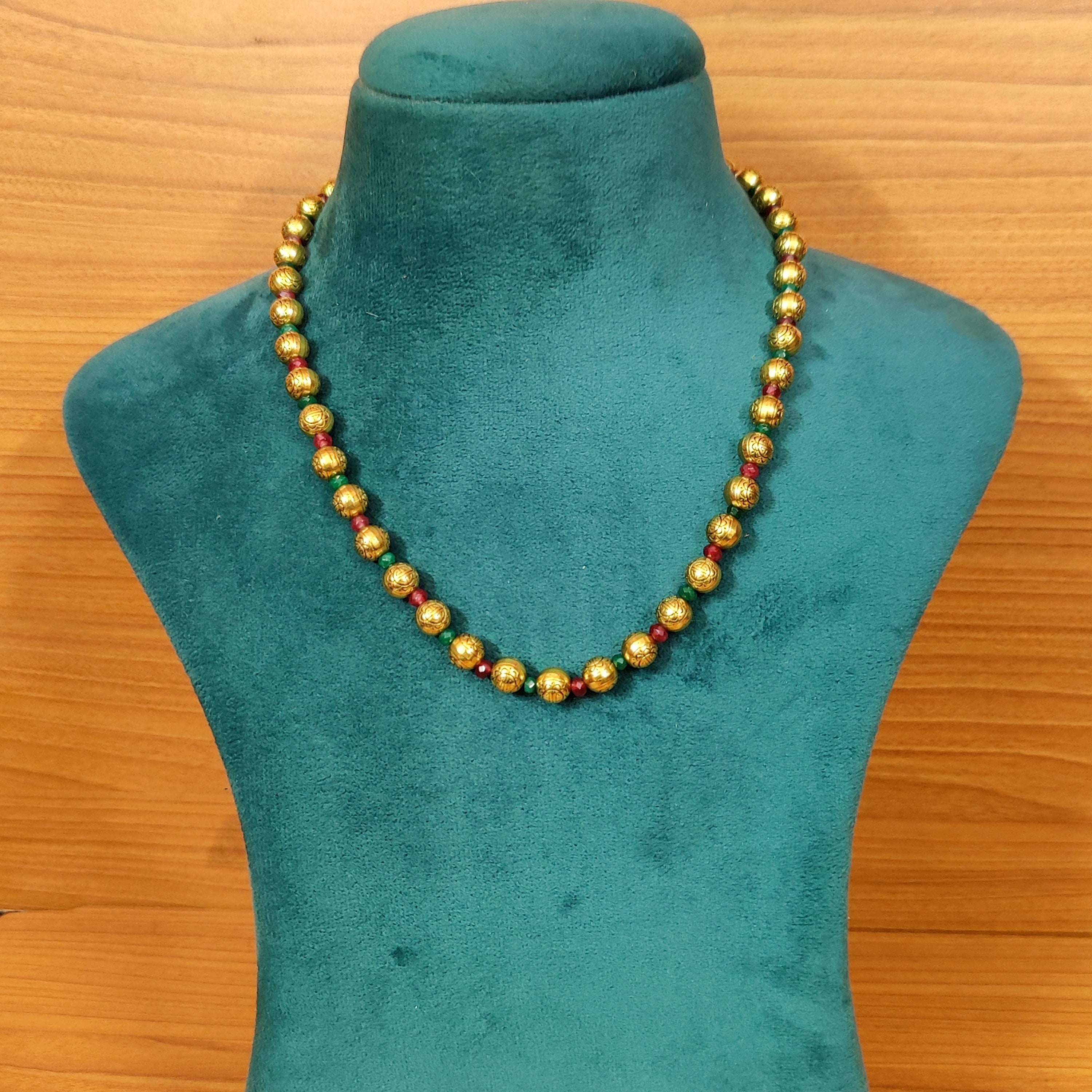 Gemzlane multi colour multi line onyx beads necklace with traditional |  Gemzlane