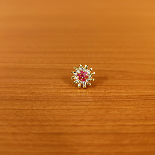 Red And White Sunflower Pattern Nose Pin