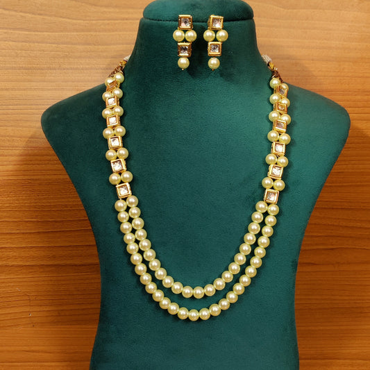 KUNDAN MEENAKARI & PEARL ETHNIC NECKLACE SET