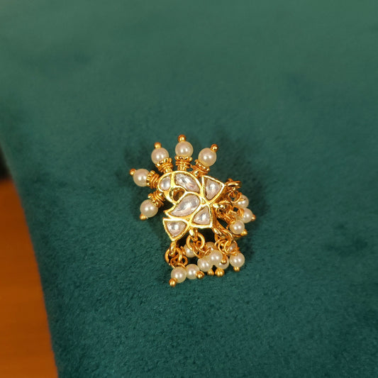 White Colour Ethnic Kundan Nose Ring