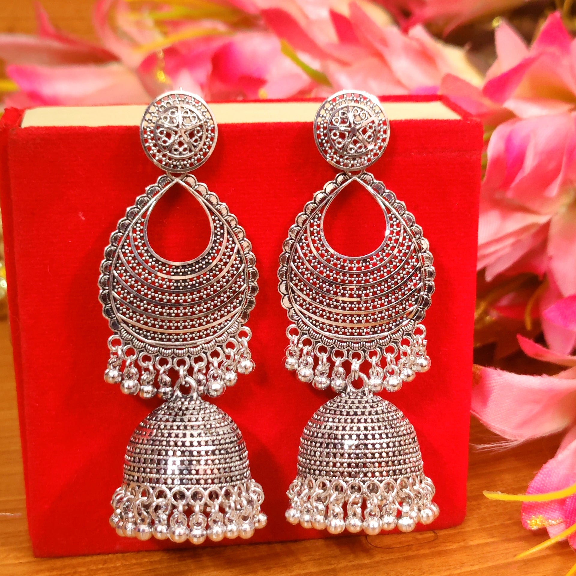 OXIDISED SILVER PARTY WEAR LONG JHUMKA'S – Sanvi Jewels