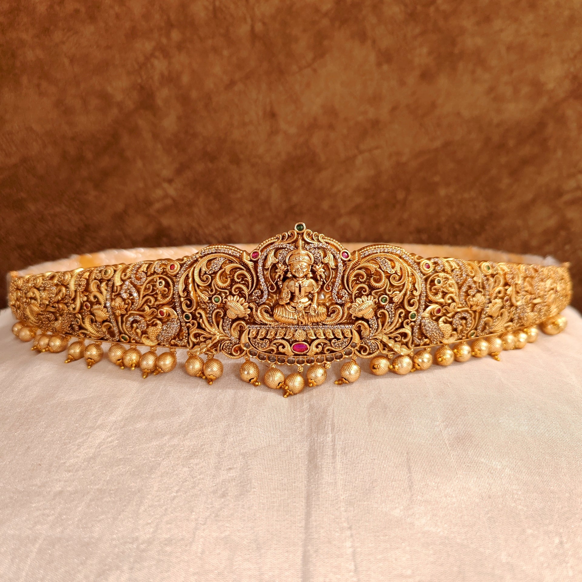 Royal Gold Temple Look Cz Studded Bridal Waistbelt/Oddiyanam