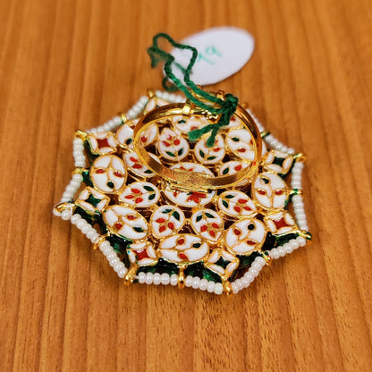 NAVRATAN KUNDAN MEENAKARI ADJUSTABLE COCKTAIL RING