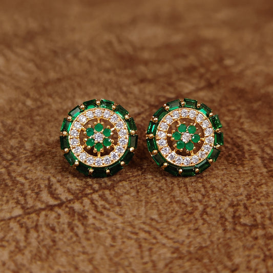 EMERALD COLOUR CZ STUDDED ROUND STUDS