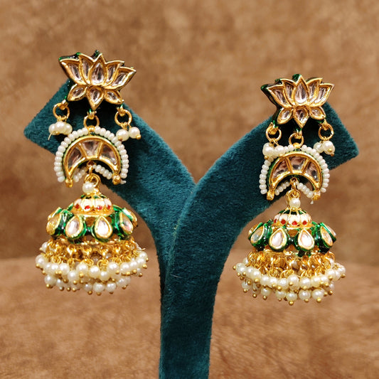 TRADITIONAL KUNDAN MEENAKARI POLKI JHUMKA'S
