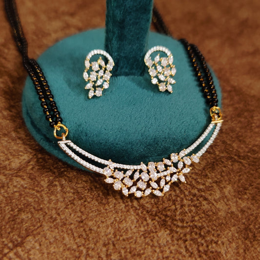 DIAMOND LOOK GOLD PLATED CZ FINE MANGALSUTRA
