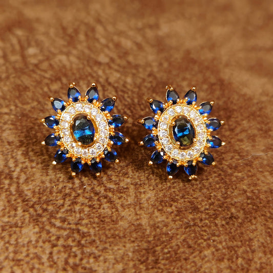 REAL DIAMOND LOOKALIKE EMERALD COLOUR STUDDED STUDS