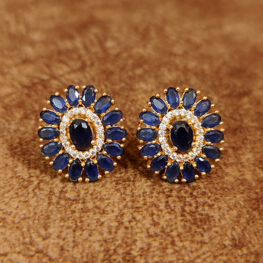 BLUE SAPPHIRE STUDDED DIAMOND LOOK ALIKE STUDS