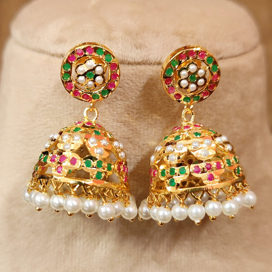 MULTICOLOUR GOLD LOOK JADAU JHUMKI