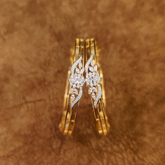 GOLD PLATED FINE DIAMOND LOOK ALIKE BANGLES