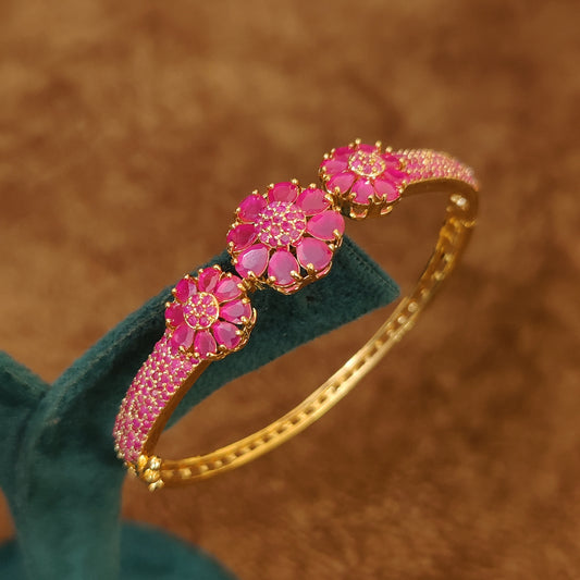 RUBY GOLD PLATED CZ STUDDED OPENABLE BRACELET