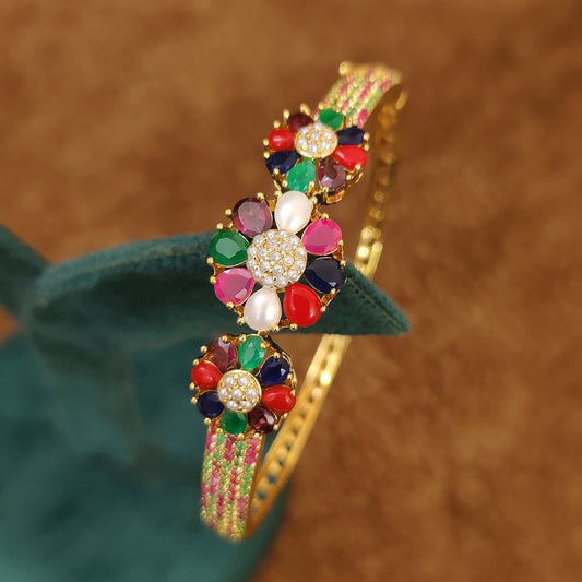NAVRATAN LOOK GOLD PLATED CZ STUDDED BRACELET