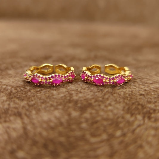 RUBY LOOKALIKE GOLD PLATED TOE RINGS