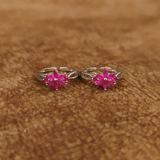 SILVER PLATED RUBY LOOK FINE TOE RINGS