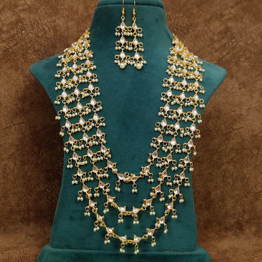 3 line kundan necklace set