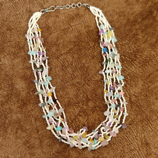 MULTICOLOUR ONYX & PEARL SEMI PRECIOUS NECKLACE