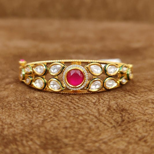 RUBY PAISLEY KUNDAN POLKI OPENABLE KADA