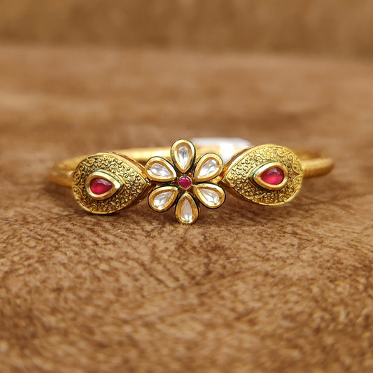 ANTIQUE LOOK RUBY PEAR SHAPED KUNDAN POLKI KADA
