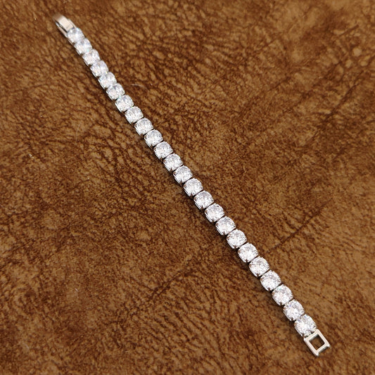 SINGLE LINE SOLITAIRE LOOK SILVER TENNIS BRACELET