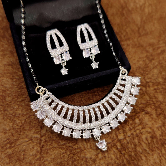 SILVER PLATED DIAMOND LOOK CZ MANGALSUTRA