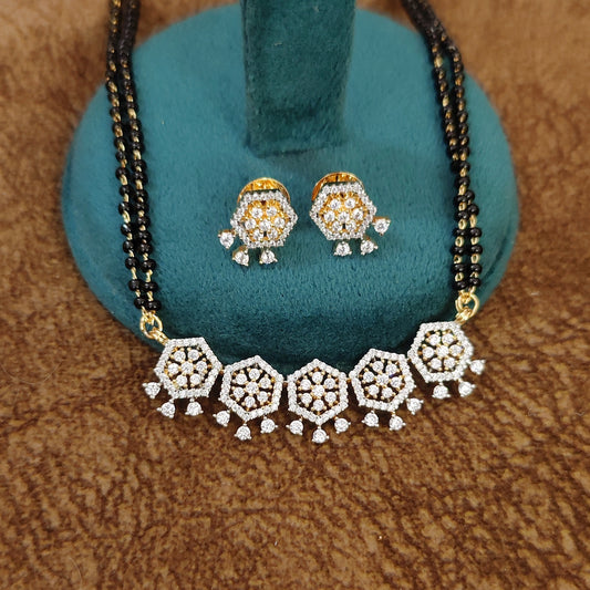 Dazzling Diamond Look Gold plated Mangalsutra Set
