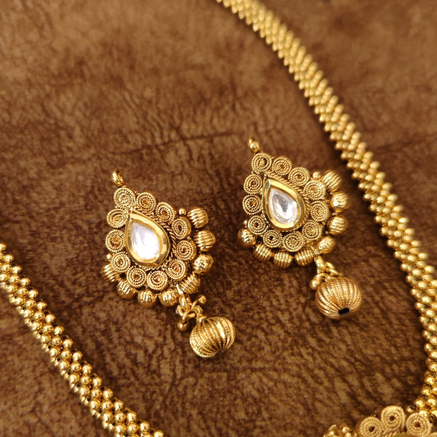 Gold look Kundan Polki Necklace set