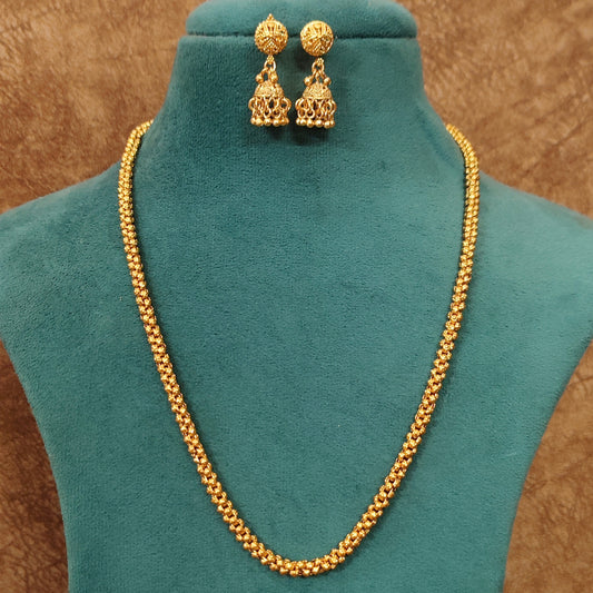 Gold Plated Antique Matar Mala Necklace Set
