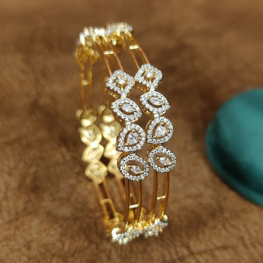Royal Grace Gold Plated AD Stone Bangles