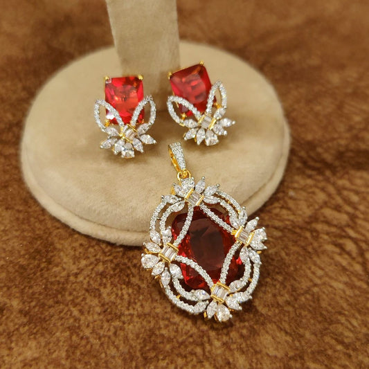 Ruby Royale CZ Pendant Set