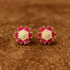 Pink Floral Pearl Stud Earrings by Sanvi Jewels Designer Imitation Jewellery
