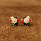 Multicolor Floral Pearl Stud Earrings by Sanvi Jewels Designer Imitation Jewellery