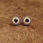 Royal Sapphire Blue Halo Stud Earrings by Sanvi Jewels Designer Imitation Jewellery