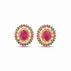 Ruby & Emerald Gold Plated Pearl Studs – Design Preview – Sanvi Jewels