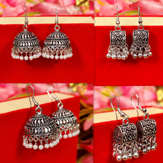 OXIDISED SILVER JHUMKI COMBO2 OF 2 EARRINGS