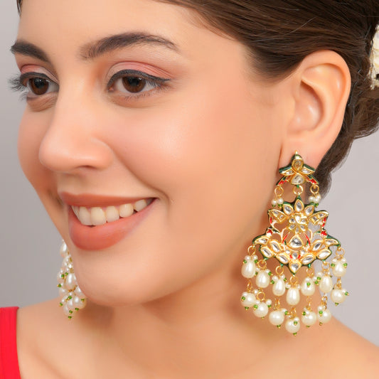 KUNDAN POLKI & MEENAKARI PEARL CHAANDBALI