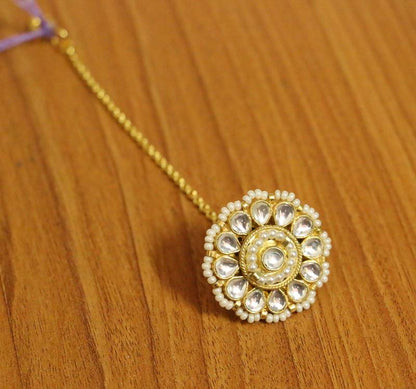 White pearl maang-tikka