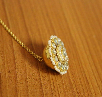 White pearl maang-tikka