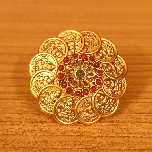 TEMPLE LOOK GOLD PLATED COCKTAIL RING