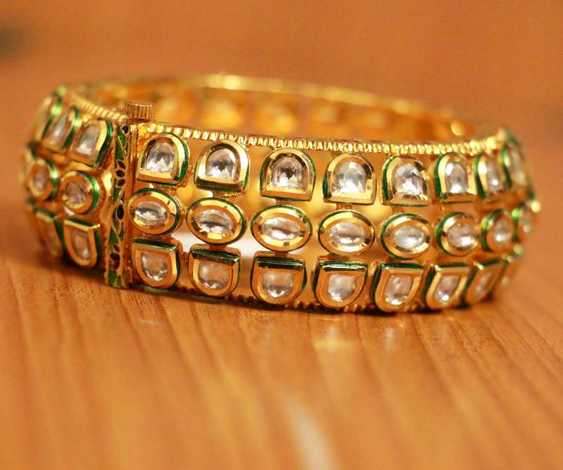 Risha Gold Kundan Bangles - Ritvi Jewels | The art of Jewels