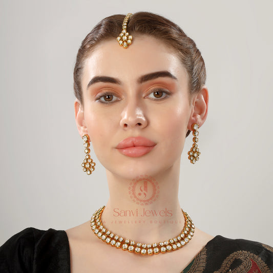 KUNDAN MEENAKARI ROUND SHAPED WEDDING NECKLACE SET