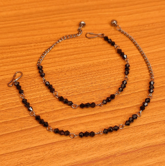 ANTIQUE BLACK CRYSTAL ANKLET